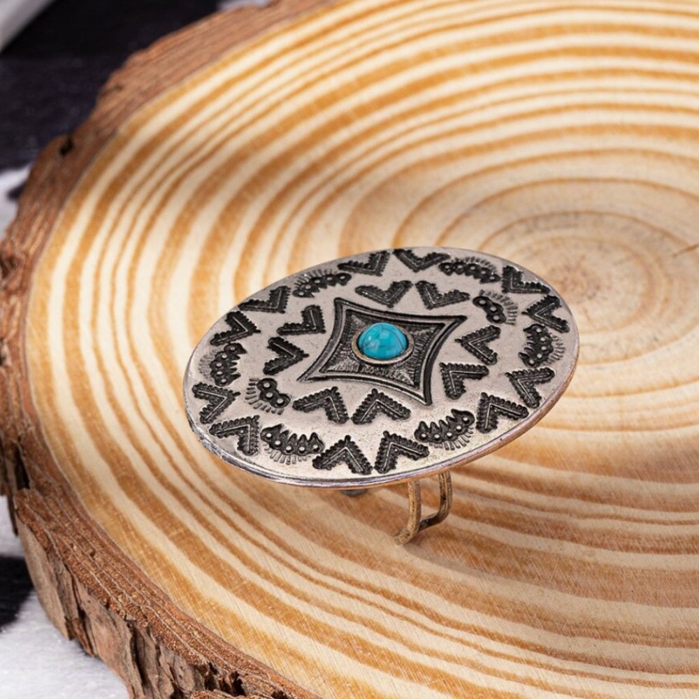 Turquoise Statement Resizable Ring - image 2